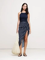 Matte Silk Side-Ruche Skirt