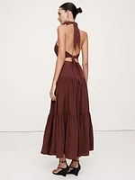 Matte Silk Halter Maxi Dress