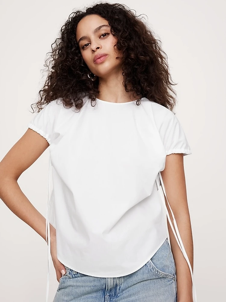 Oversized Cotton Poplin Cinch Top