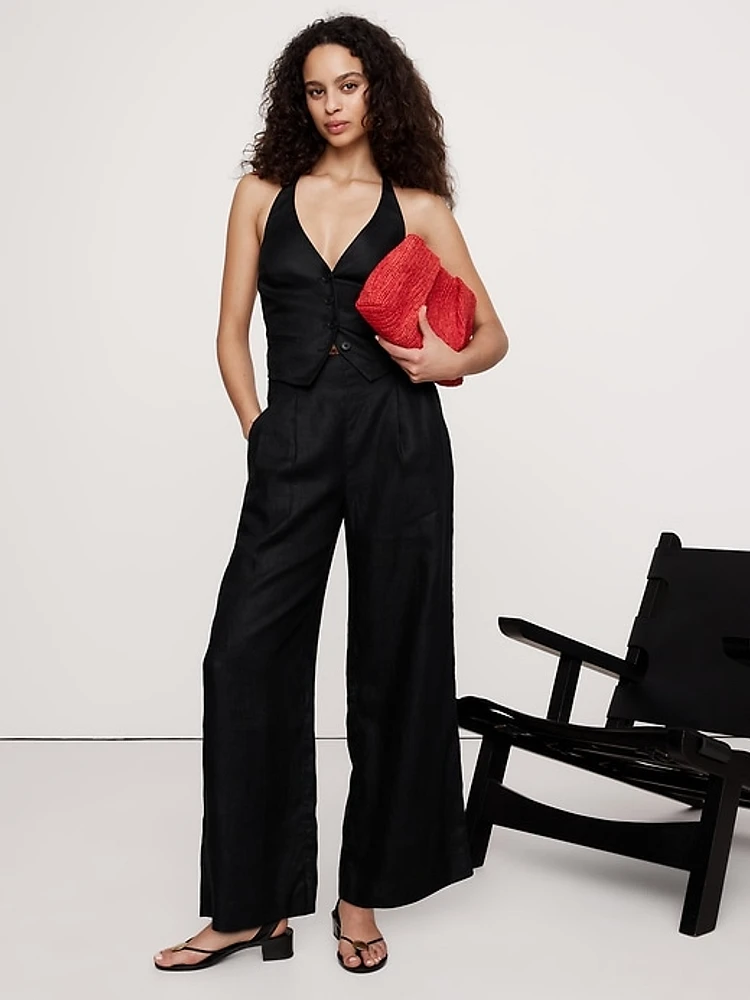 High-Rise Linen Wide-Leg Pant