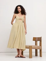 Viscose-Linen Dupioni Bow-Front Maxi Dress