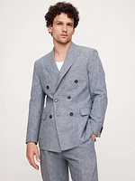 Cotton-Linen Double-Breasted Suit Jacket