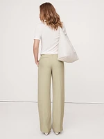 Mid-Rise Wide-Leg Drapey Twill Pant