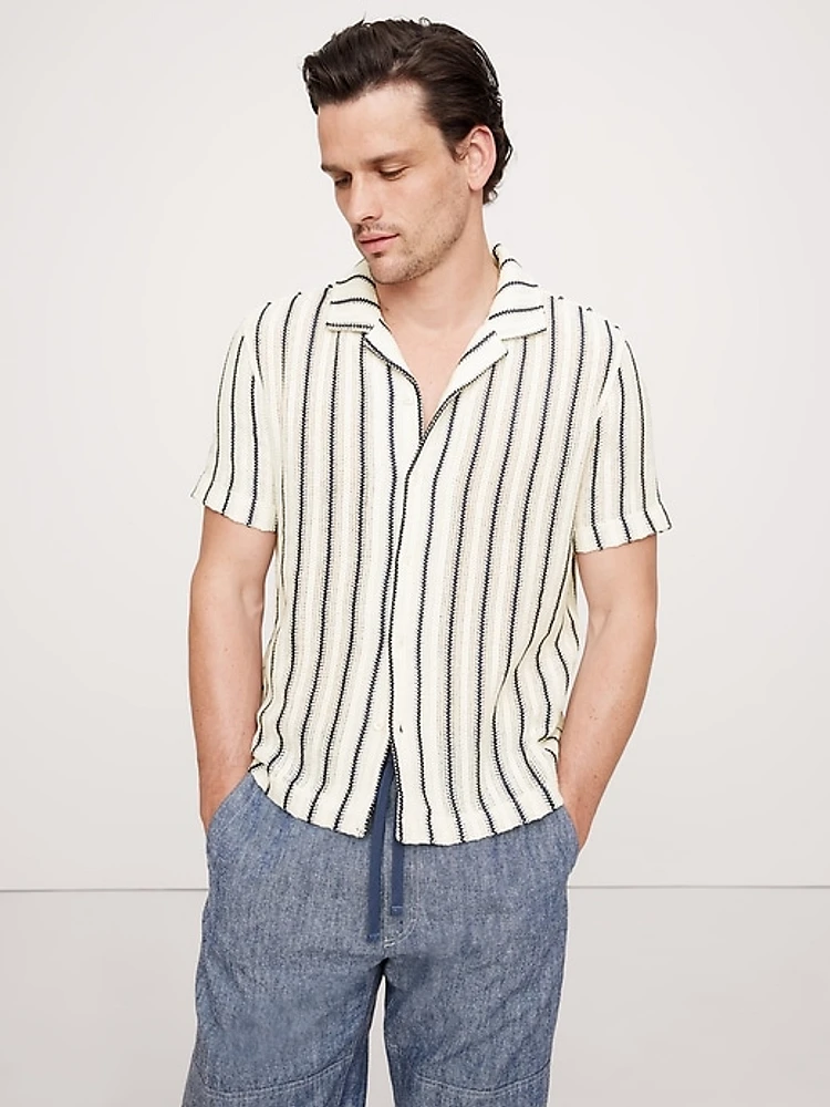 Standard-Fit Jacquard Stripe Resort Shirt