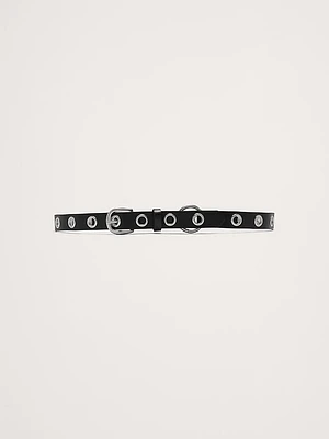 Skinny Leather Grommet Belt