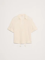 Gauze Tassel-Tie Popover Shirt