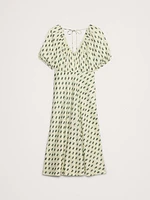 Viscose-Linen Ruched Midi Dress