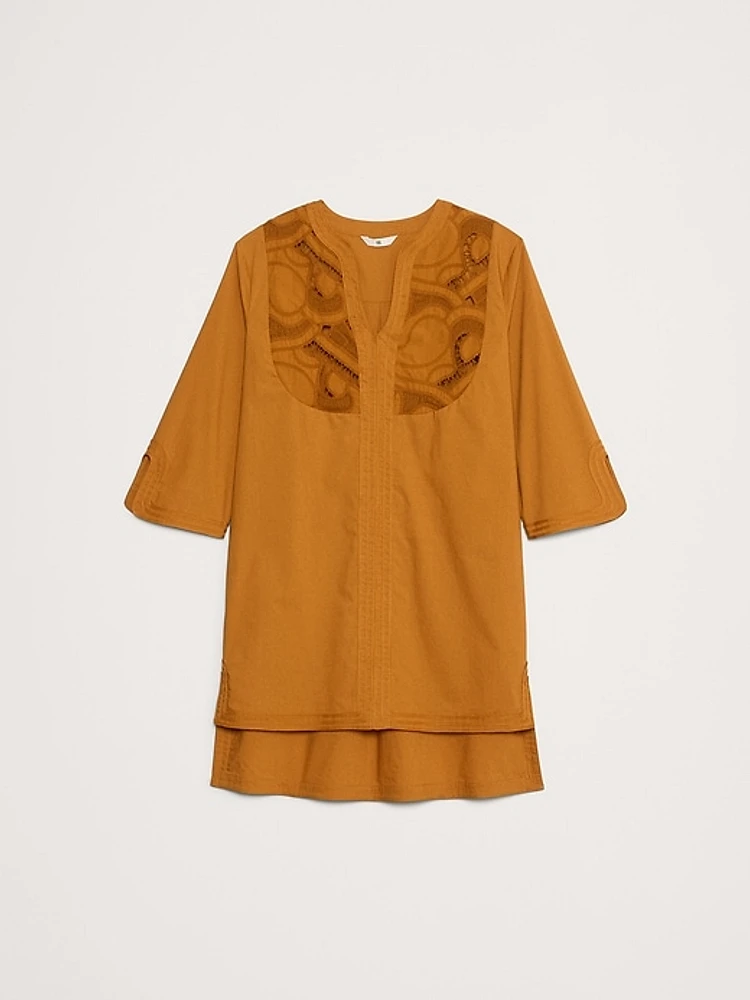 Embroidered Cotton Poplin Kaftan