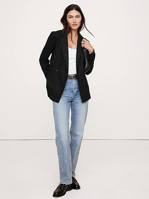 Relaxed Double-Breasted Linen Blazer