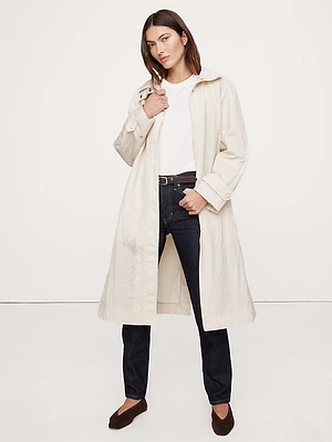 Water-Resistant Coat with Bucket Hat
