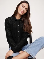 Mesh Polo Cardigan