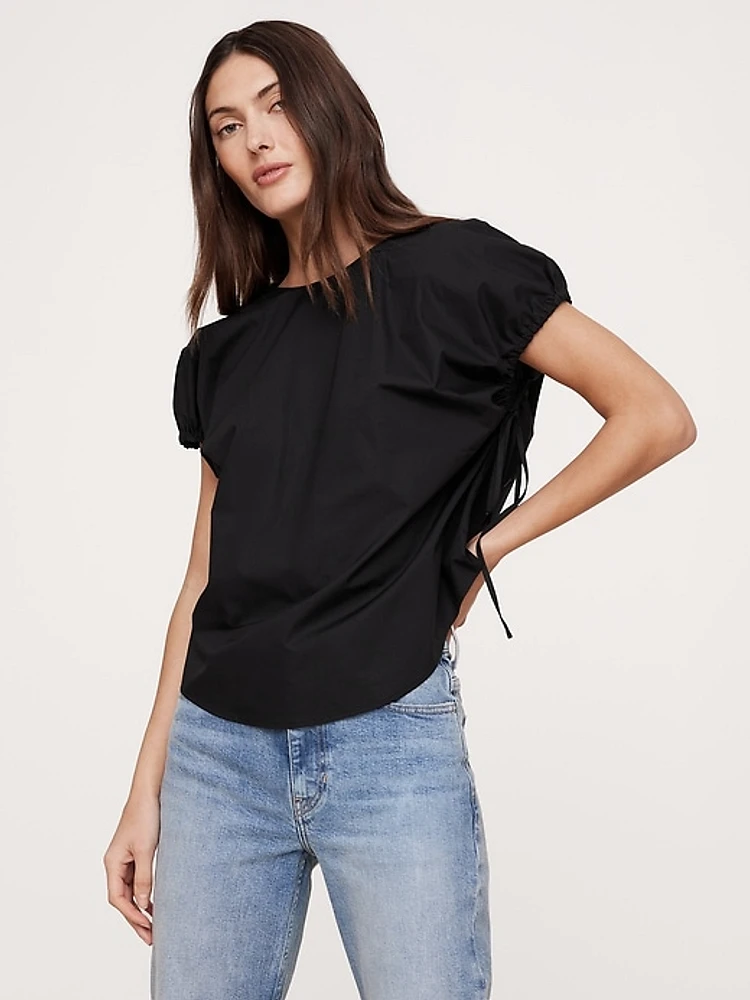 Oversized Poplin Cinch Top