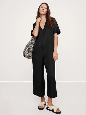 Viscose-Linen Wide-Leg Jumpsuit