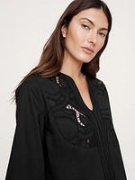 Embroidered Cotton Poplin Kaftan