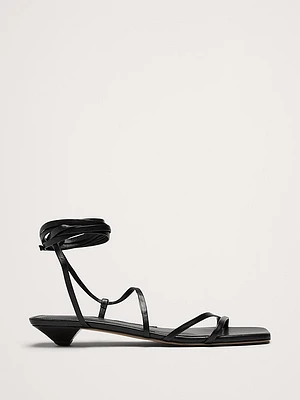 Italian Leather Strappy Kitten-Heel Sandal