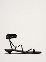 Italian Leather Strappy Kitten-Heel Sandal