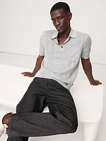 Linen-Cotton Ribbed Sweater Polo