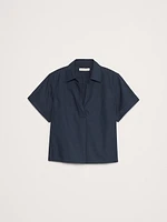 Poplin Cropped Popover Shirt