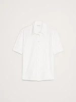 Silky Cotton Short-Sleeve Button-Down Top