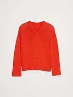 Oversized Cotton V-Neck Sweater