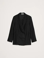 Relaxed Double-Breasted Linen Blazer