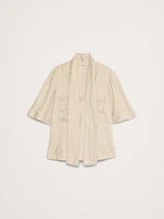 Viscose-Linen Tie-Neck Top