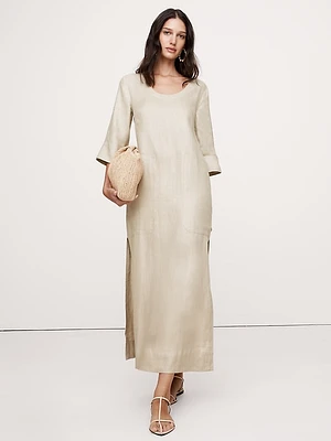 Linen Scoop-Neck Maxi Dress