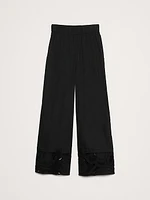 High-Rise Wide-Leg Embroidered Cotton Poplin Cropped Pull-On Pant