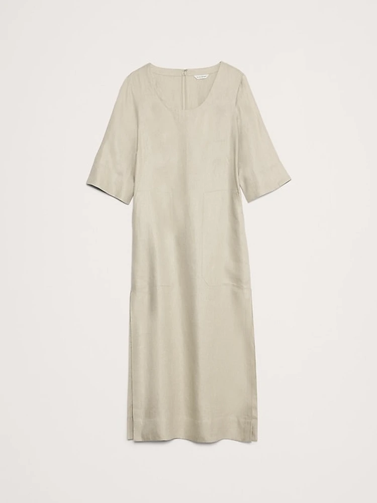 Linen Scoop-Neck Maxi Dress