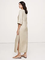 Linen Scoop-Neck Maxi Dress