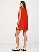 Poplin Cinch-Waist Mini Dress