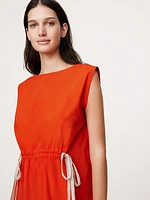 Poplin Cinch-Waist Mini Dress