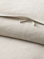 Textured-Stripe Linen Duvet Cover