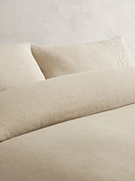 Embroidered Linen-Cotton Duvet Cover