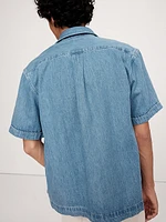 Relaxed-Fit Denim Short-Sleeve Shirt