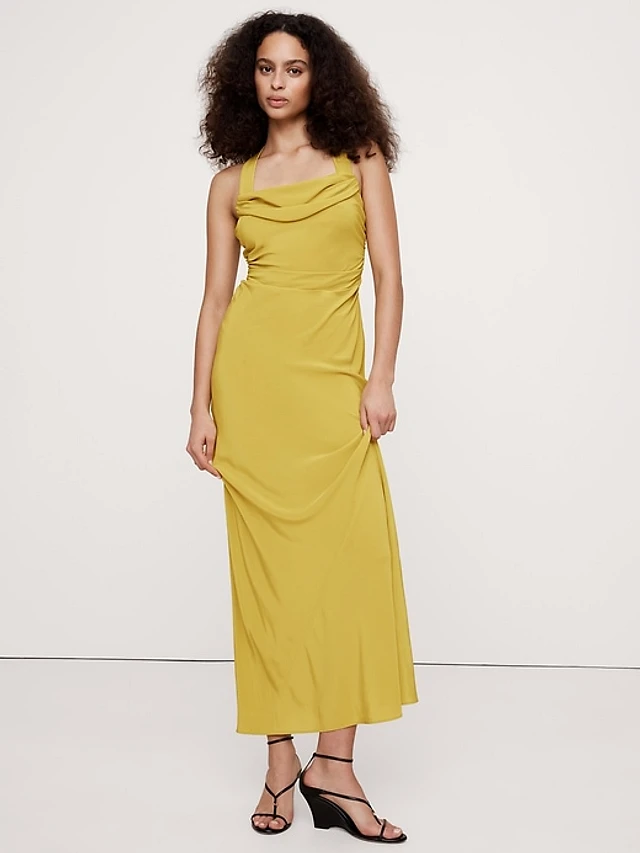 Banana Republic Matte Silk Cowl-Neck Backless Maxi Dress at MarketFair  Shoppes in Princeton, NJ