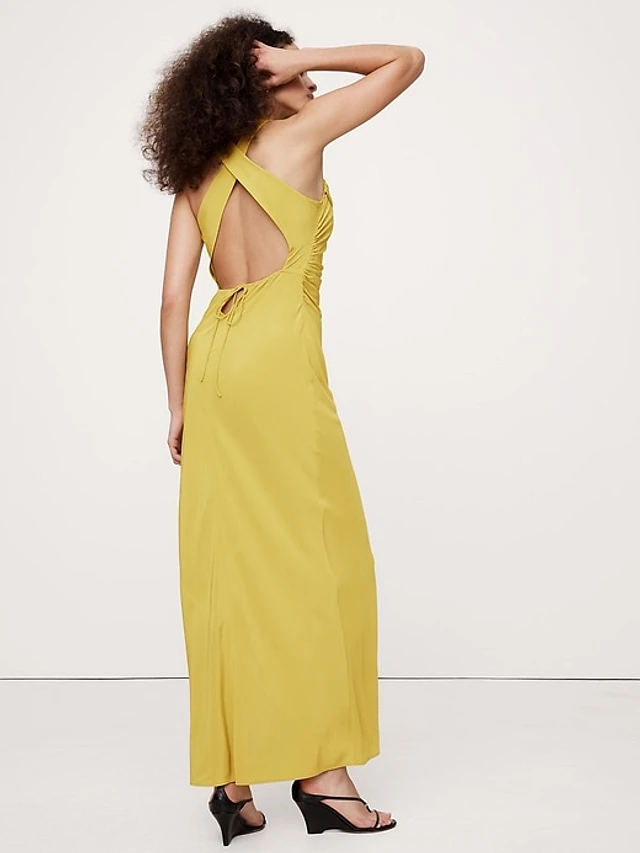 matte silk cowl-neck backless maxi dress Francoise main image 1