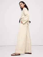 High-Rise Wide-Leg Viscose-Linen Pull-On Pant