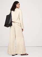 High-Rise Wide-Leg Viscose-Linen Pull-On Pant