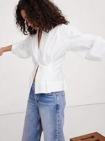 Poplin Cinched-Waist Shirt