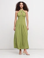 Matte Silk Halter Maxi Dress
