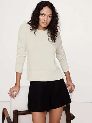 Cotton-Silk Crew-Neck Sweater