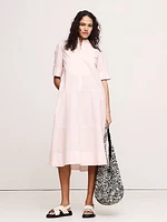 Poplin Tuxedo-Front Midi Dress