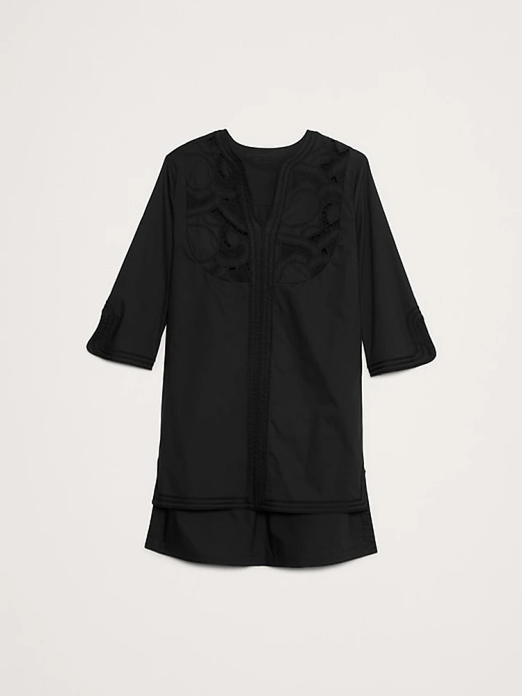 Embroidered Cotton Poplin Kaftan