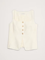 Linen Square-Neck Long Vest