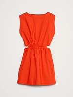 Poplin Cinch-Waist Mini Dress