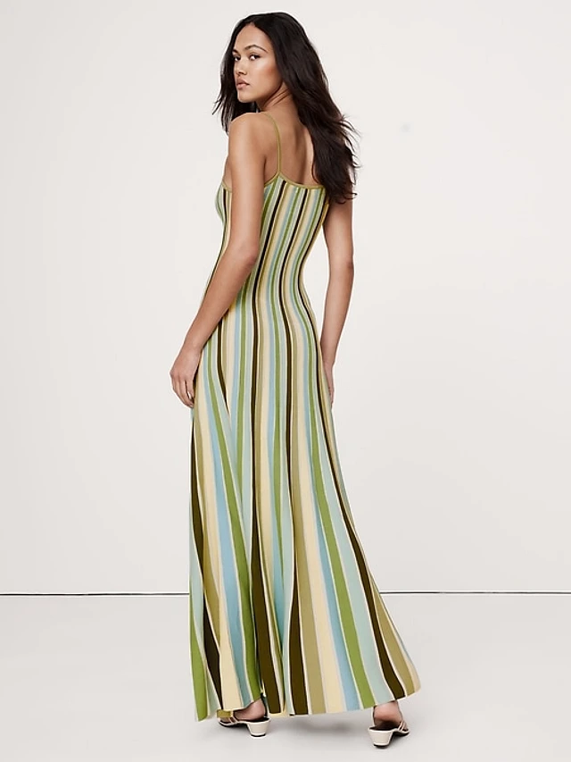 chinese dress ladies Iris Striped Maxi Dress