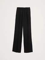 Pull-On Wide-Leg Drapey Twill Pant