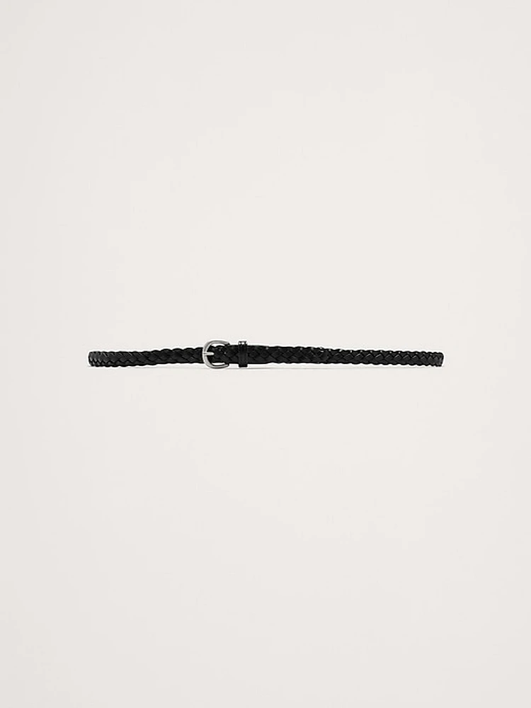 Skinny Braided Leather Belt