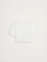 Cotton Cropped Keyhole-Back Top